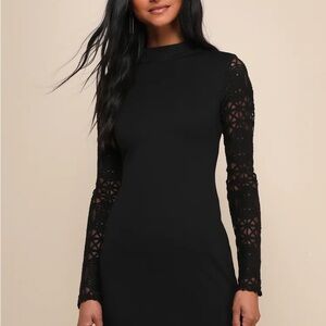 Lulu's Black Long Sleeve Lace Dress
